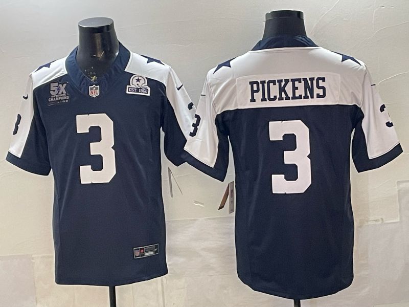 Men 2026 Dallas Cowboys #3 Pickens Blue 3th generations Nike Limited NFL Jersey style 05